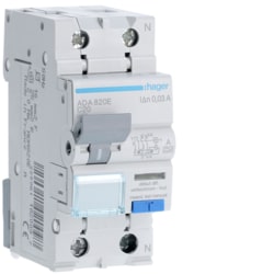 Hager - Differentieelautomaat 4,5kA 1P+N 20A 30mA type A - ADA820E-E⚡shock