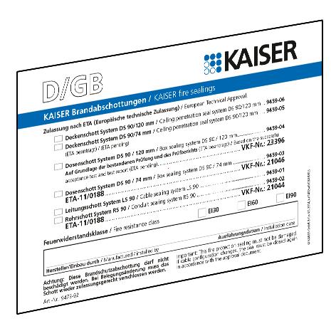 Helia - Brandbeveiliging kentekenschild talen D/GB/FR/I voor alle KAISER-Schotten - 9473-92-E⚡shock