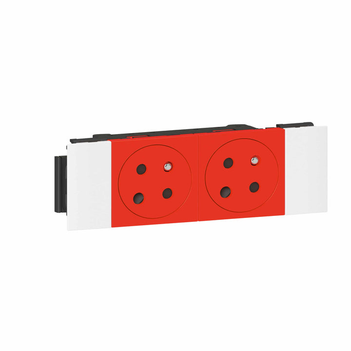 Legrand - Mos.Link Stopcontact 2x2P+A vl.pol. 45°-soluclip-4 mod-rood - 077122L-E⚡shock