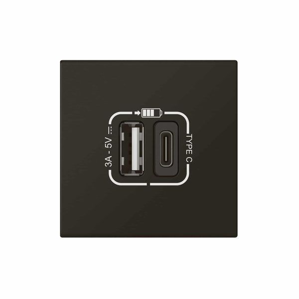Legrand - Mos.Link USB lader A+C-3A-15W 2 mod zwart - 079193L-E⚡shock