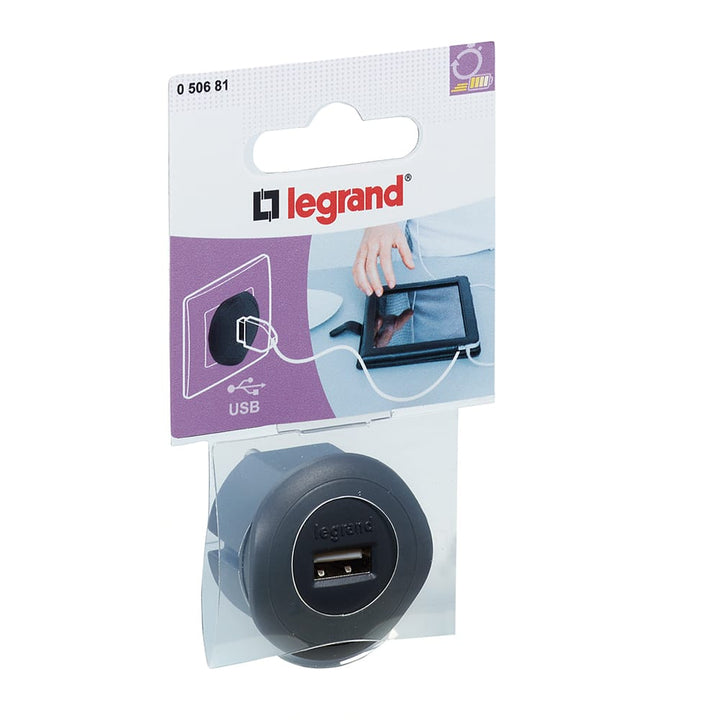 Legrand - USB-adaptor 2P 10A USB 5V 1.5A - zwart - 050681-E⚡shock