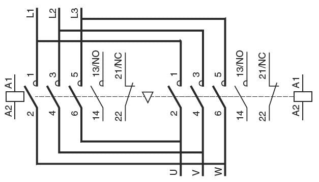 SCHNEIDER - OMKEERCONTACTOR 18A AC3 3P 1 NO+ 1 NC 230VAC 50/60HZ TESYS - LC2D18P7-E⚡shock