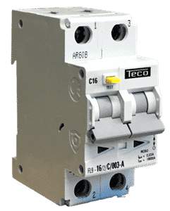 TECO - Differentieelautomaat 2p 10A 30mA 10kA kurve C - FL9102C003A-E⚡shock