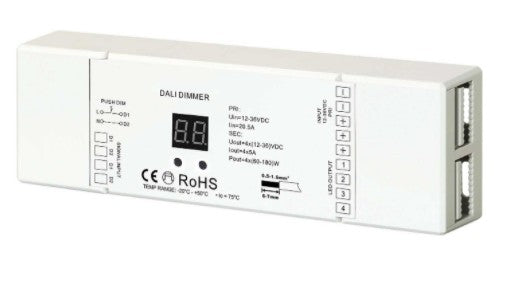 UNI-BRIGHT - DALI PWM DIMMER GELIJKSPANNING 4 KANAALS 12-24VDC 4X5A CA - DAREC-E⚡shock